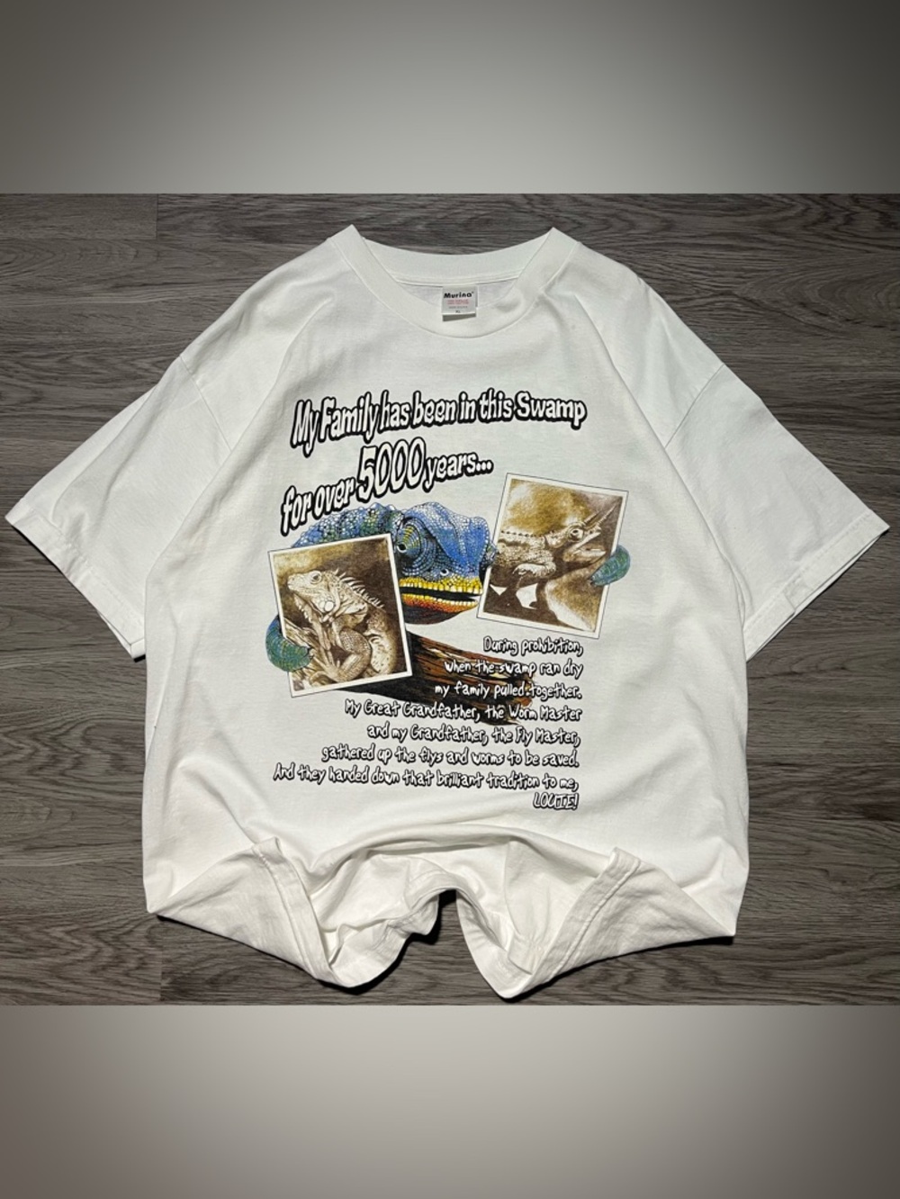 90s Budweiser Louie the lizard double sided graphic print beer promo shirt XL